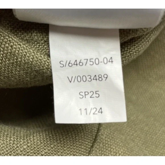 Athleta Womens Retreat 100% Linen Shirt Size XL Olive Green Button Short Sleeve - Picture 7 of 9